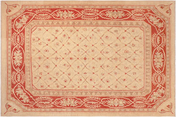 handmade Transitional Kafkaz Chobi Ziegler Beige Red Hand Knotted RECTANGLE 100% WOOL area rug 8 x 9